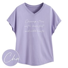 莫代爾V領文字上衣-01-女