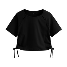 吸排抽繩短版T恤-女