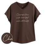 莫代爾V領文字上衣-01-女