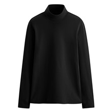 磨毛羅紋立領長袖T恤-女