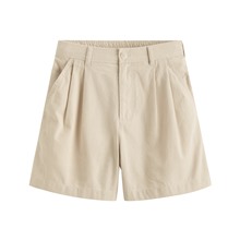 棉麻打褶短褲-女