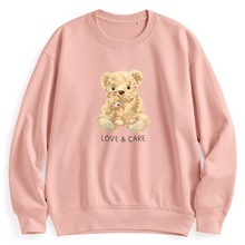 小熊毛圈寬版印花圓領衫-女