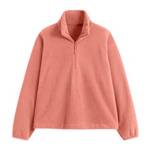 Fleece寬版半開襟拉鍊上衣-女