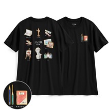 大人的圖鑑寬長版印花T恤-13-女