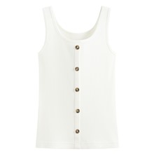 羅紋方領鈕釦背心-女