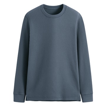 華夫格圓領長袖T恤-男