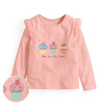甜點網紗長袖印花T恤-童