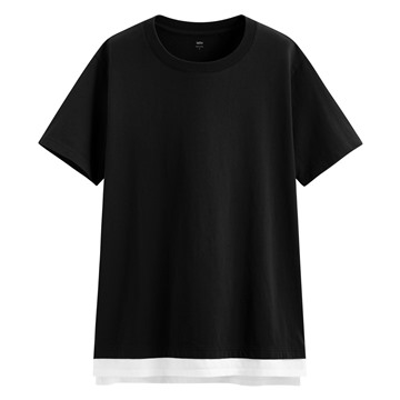 純棉寬版假兩件T恤-女