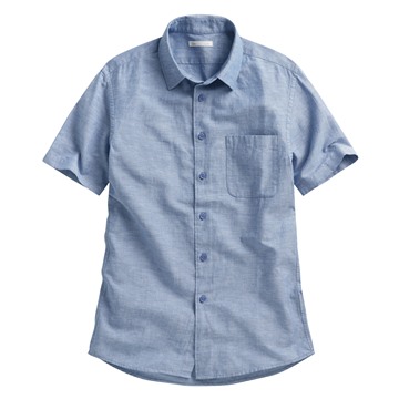 棉麻短袖襯衫-男