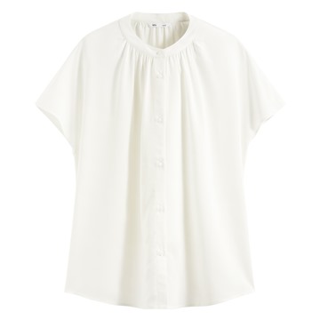 嫘縈立領連袖襯衫-女