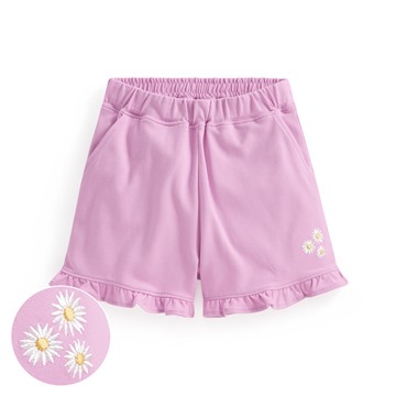 荷葉邊小花電繡鬆緊短褲-童