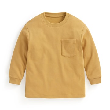 磨毛柔棉寬鬆口袋長袖T恤-童