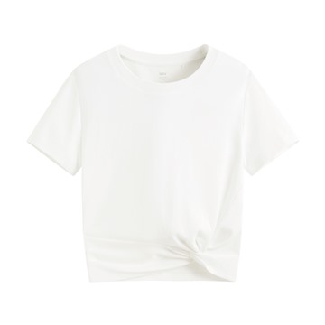 純棉扭結短版T恤-女