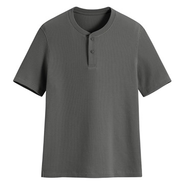 華夫格亨利領寬版T恤-男