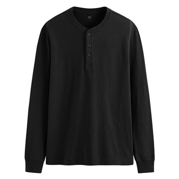 竹節棉亨利領長袖T恤-男