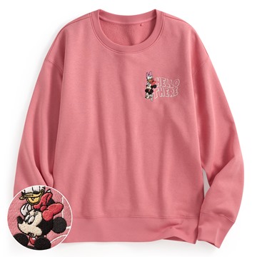 迪士尼系列刷毛電繡圓領衫-09-女