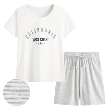 快乾棉文字印花家居套裝-女