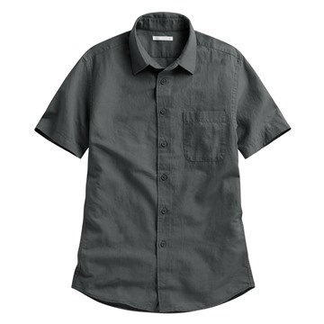 棉麻短袖襯衫-男