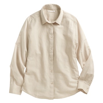 棉麻長袖襯衫-女