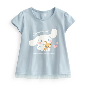 三麗鷗網紗拼接印花T恤-04-童