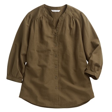 棉麻七分袖襯衫-女