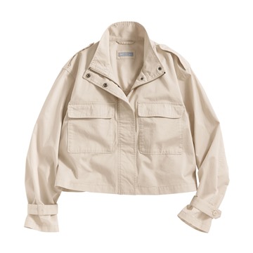 水洗立領短版外套-女