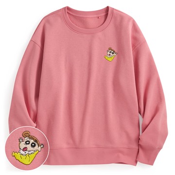 蠟筆小新刷毛電繡圓領衫-07-女