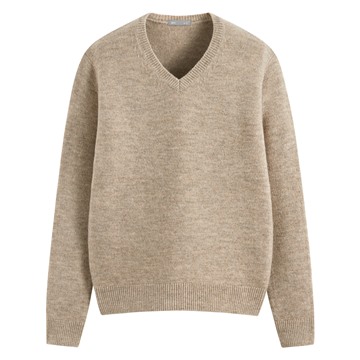 粗針混紡V領毛衣-男