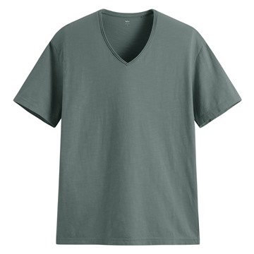 竹節棉V領T恤-男