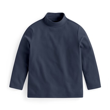 磨毛羅紋立領長袖T恤-童