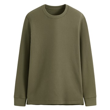 華夫格圓領長袖T恤-男