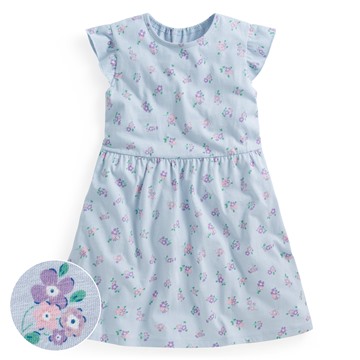 竹節棉荷葉袖花卉洋裝-童