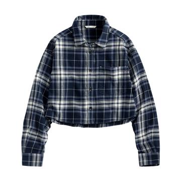 法蘭絨短版襯衫-女