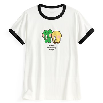 LINE FRIENDS minini羅紋配色印花T恤-03-女