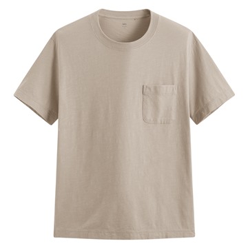 竹節棉口袋圓領T恤-男