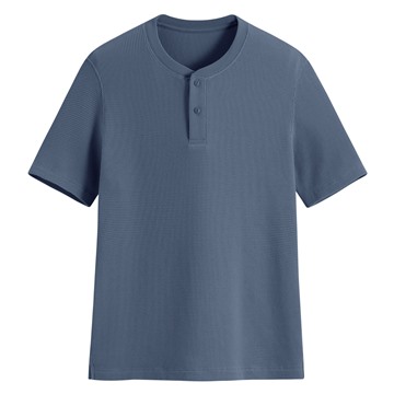 華夫格亨利領寬版T恤-男