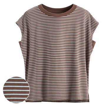 純棉寬版條紋上衣-女