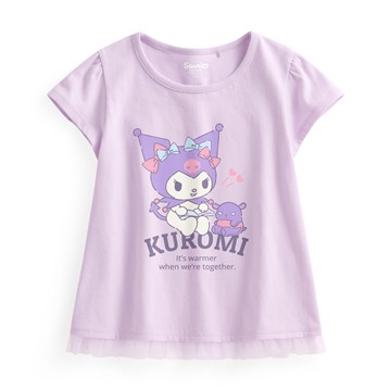 三麗鷗網紗拼接印花T恤-17-童