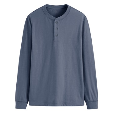 竹節棉亨利領長袖T恤-男