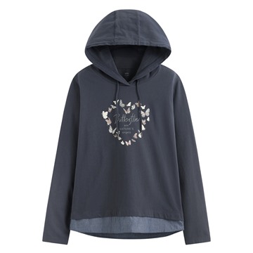 假兩件印花連帽T恤-女