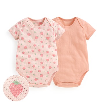 純棉網眼印花包臀衣(2入)-Baby