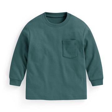 磨毛柔棉寬鬆口袋長袖T恤-童