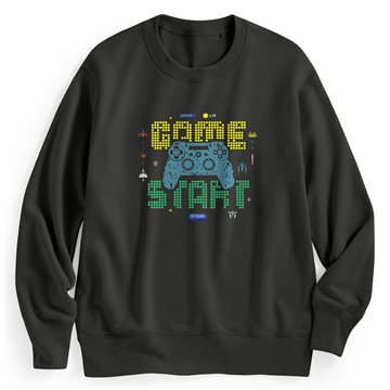 電玩毛圈印花圓領衫-男