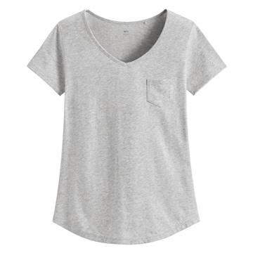 莫代爾口袋V領T恤-女