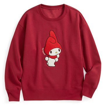 三麗鷗刷毛電繡圓領衫-02-女