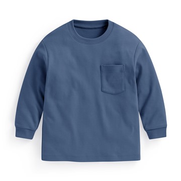 磨毛柔棉寬鬆口袋長袖T恤-童