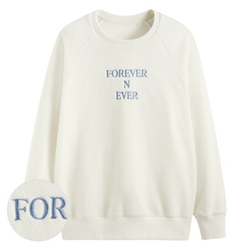 Fleece寬版文字電繡上衣-女