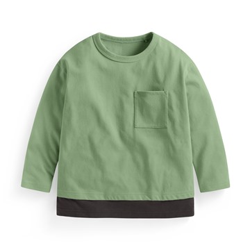 純棉口袋拼接上衣-童