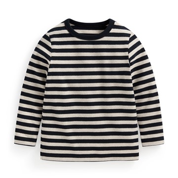 磨毛羅紋條紋圓領T恤-童
