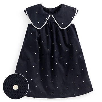 蕾絲翻領點點印花洋裝-童